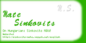 mate sinkovits business card